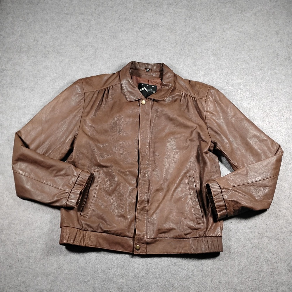 Mad Max Vintage Brown Genuine Leather Bomber Jacket Made in Korea Size 38
